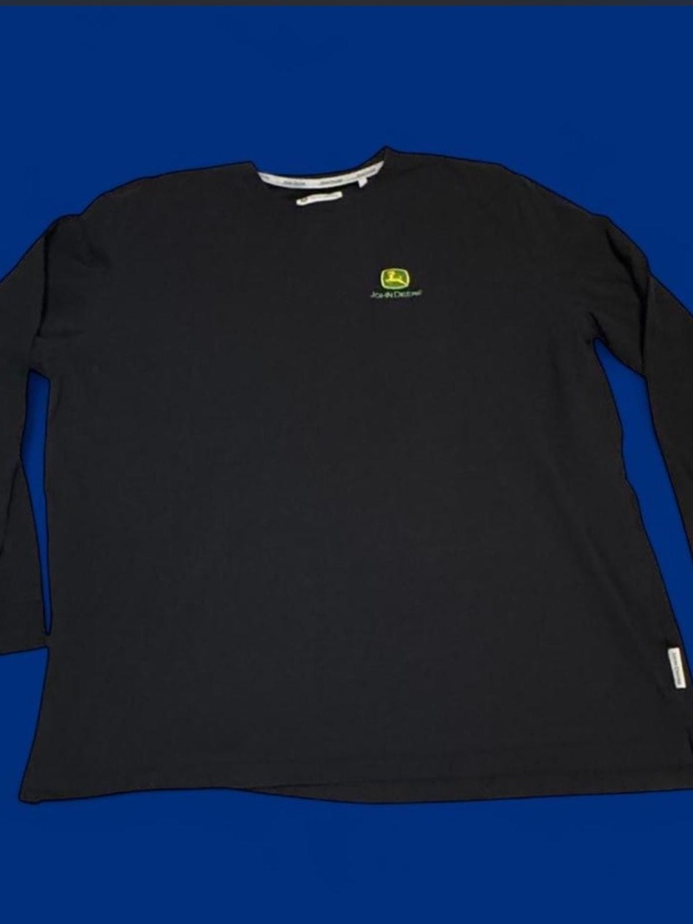 John Deere Black Long Sleeve Shirt with Small Green Logo